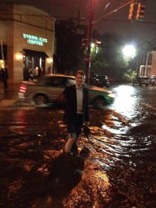 Wading through an after dinner flood in New Orleans